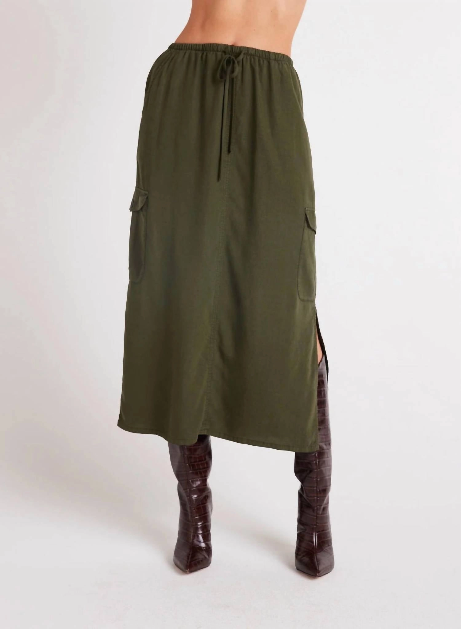 Cargo Midi Skirt In Italian Herb Curvy Fit Department Store Style