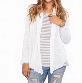 Snuggle Style Cotton Wrap Cardigan In Breaker White