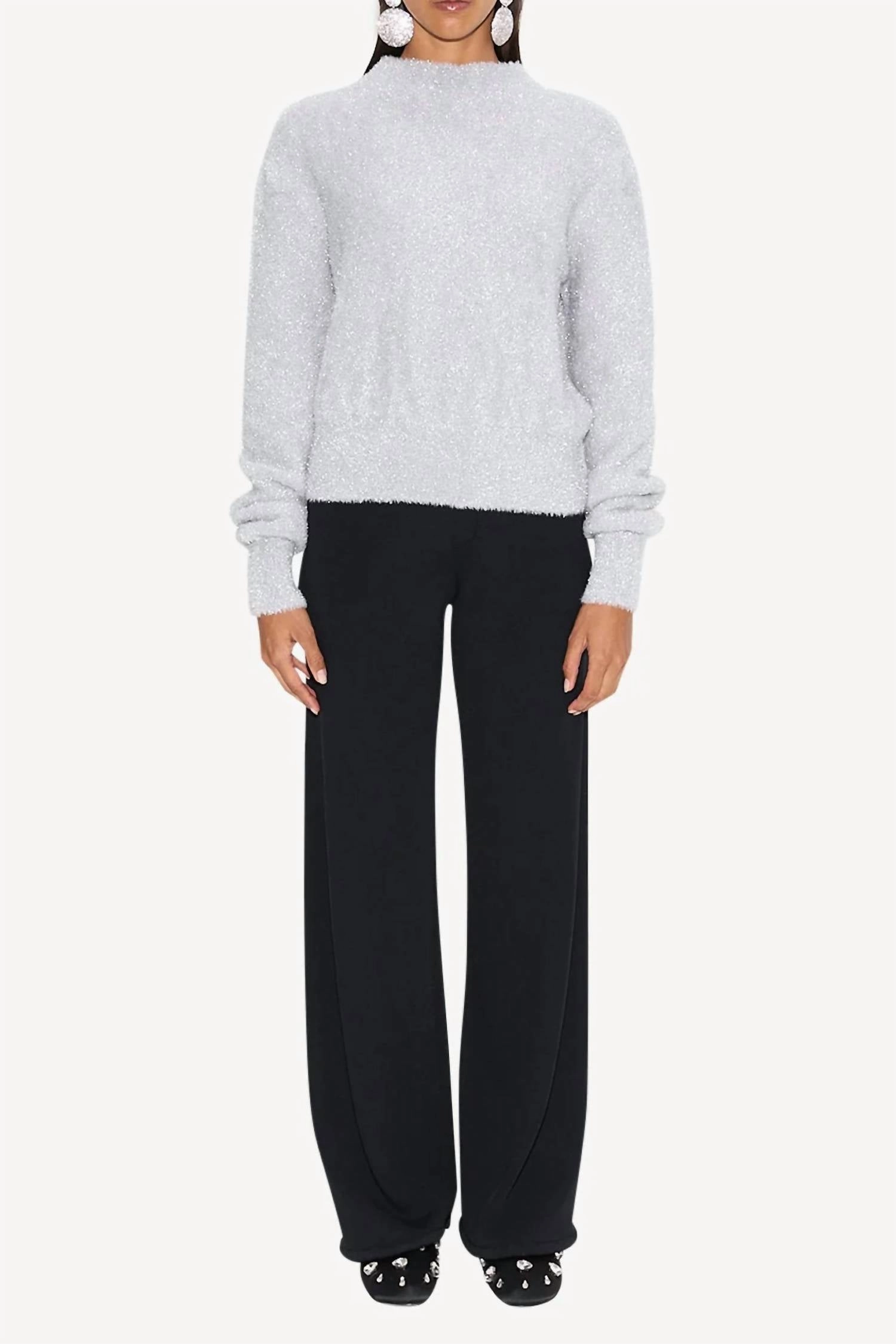 Oko Metallic Knit Sweater In Satellite Silver Everyday Layers