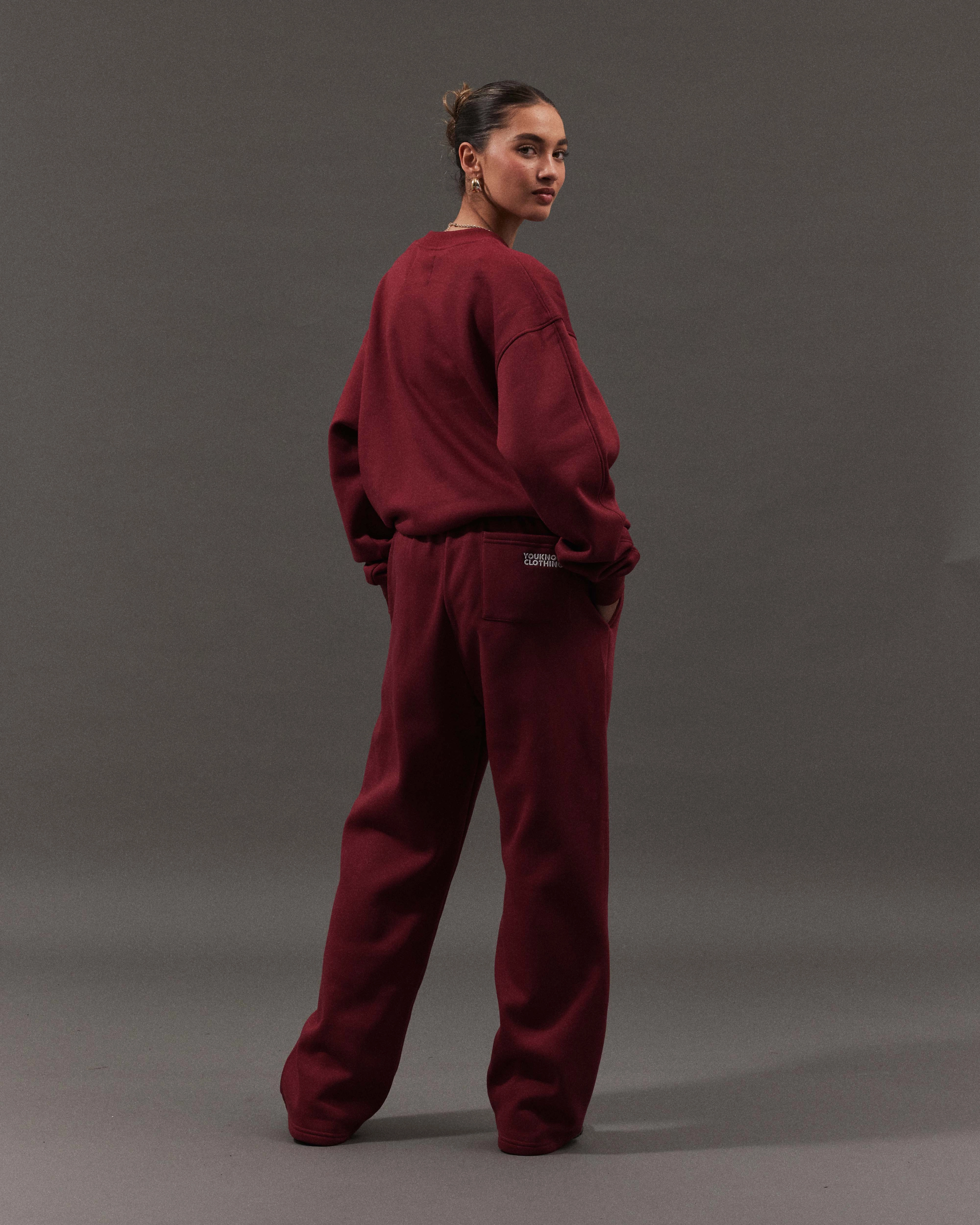 Breathable Comfort Fit BLOCK WIDE-LEG SWEATPANTS | Maroon