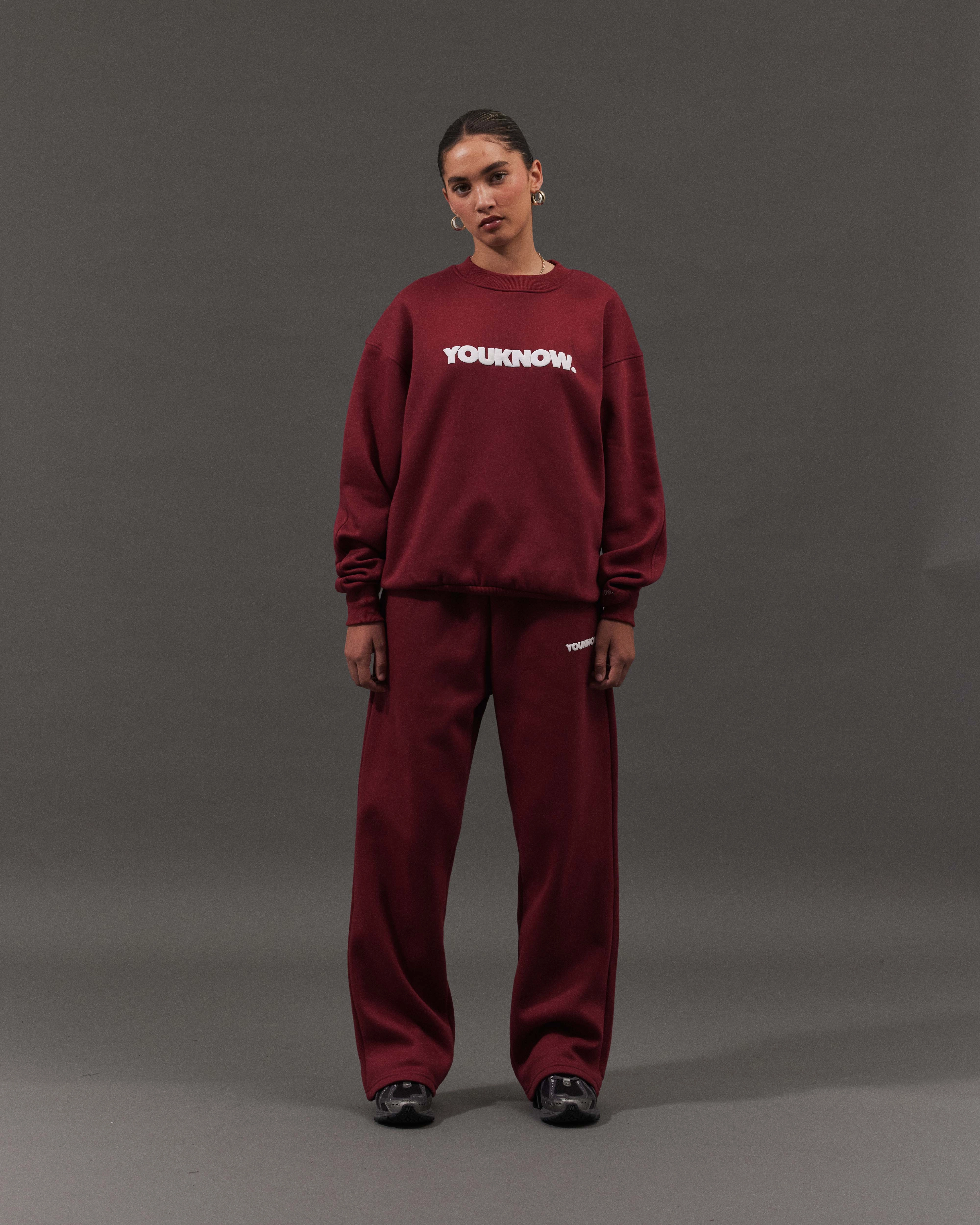BLOCK WIDE-LEG SWEATPANTS | Maroon Comfort Waist Timeless Comfort Wear