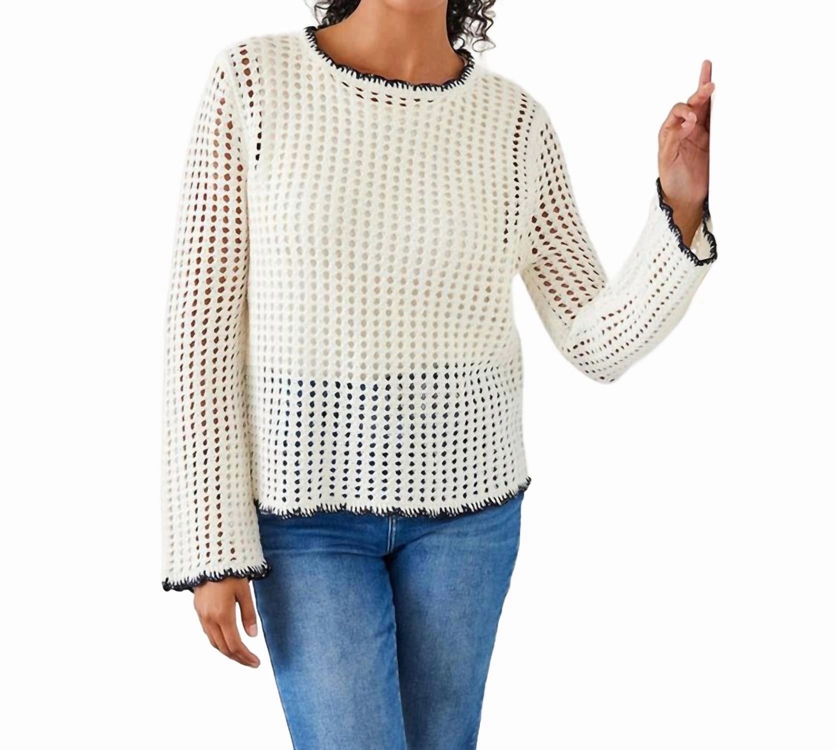 Crochet Sweater In Natural Comfy Warmth Chilly Day Knitwear