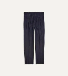 Navy Chalkstripe Wool Flannel Single Pleat Trouser SustainableManufacturing