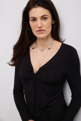 Stretchable Armholes Trendy popularity Ruched V neck top