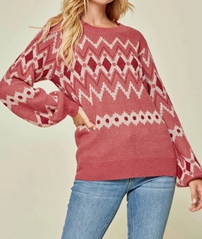 Geometric Sweater In Marsala Ethical Production Knitwear Fashion Layers
