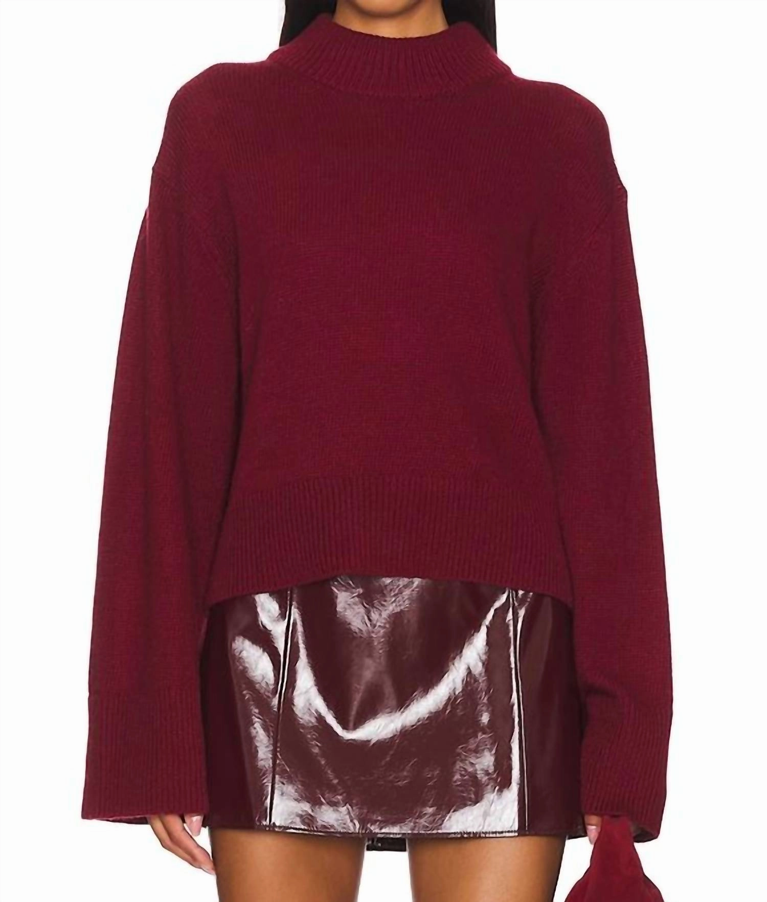 Yvonne Sweater In Oxblood Hypoallergenic Yarn Construction Snuggle Fit