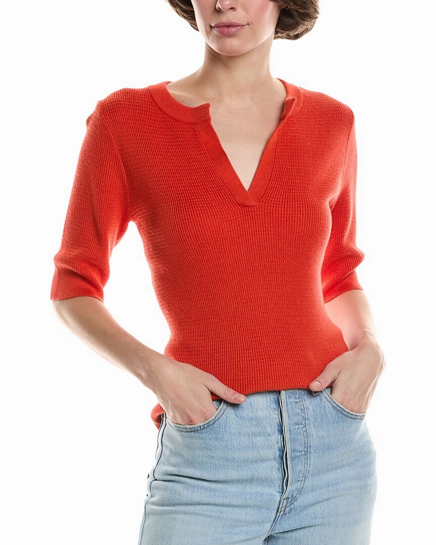 Lilla P Elbow Sleeve Split Neck Sweater Perfect for Layering Cozy Wear