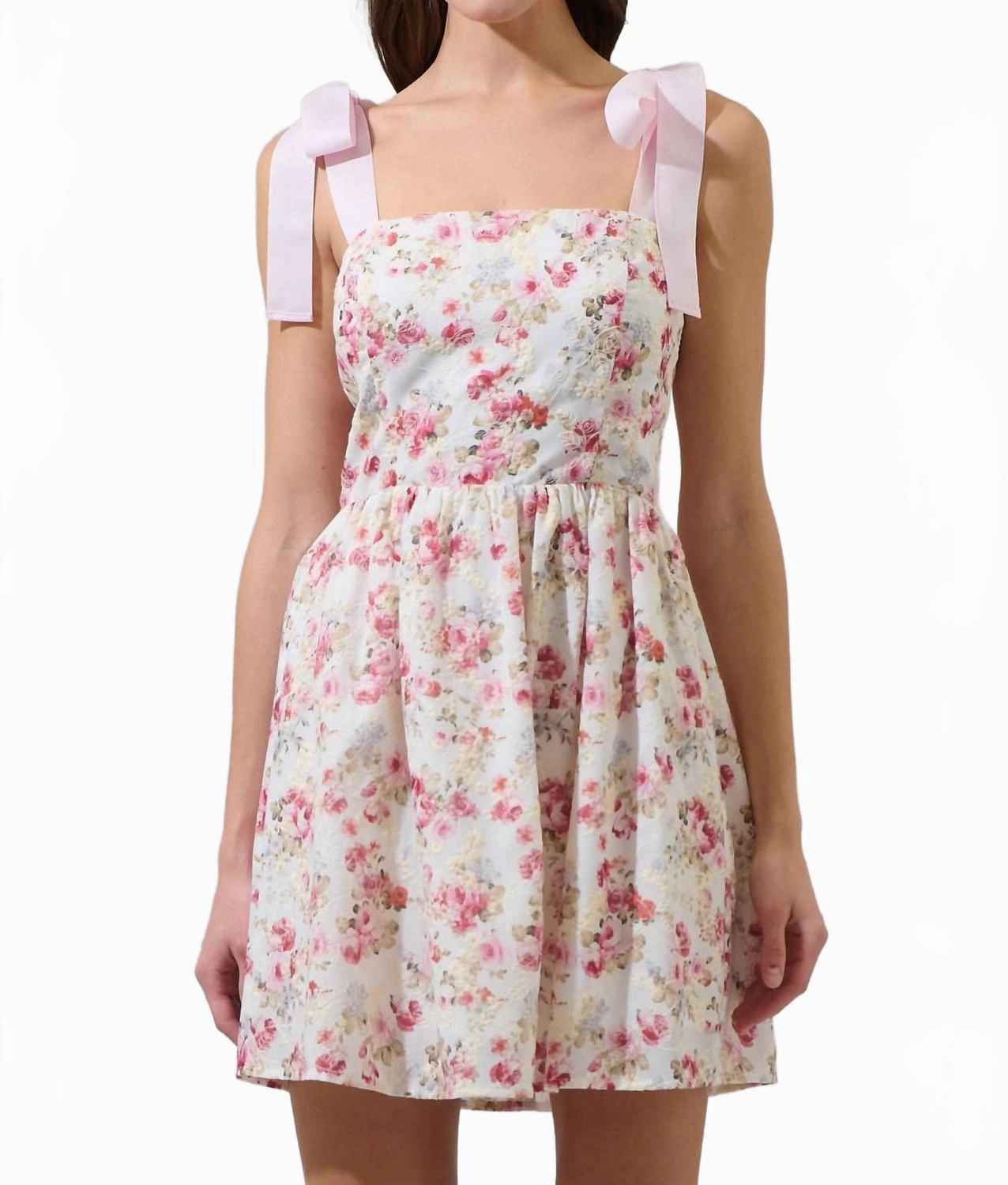 Breezy Flow Smart Texture Women's Hanna Eyelet Nidia Mini Dress In White Pink