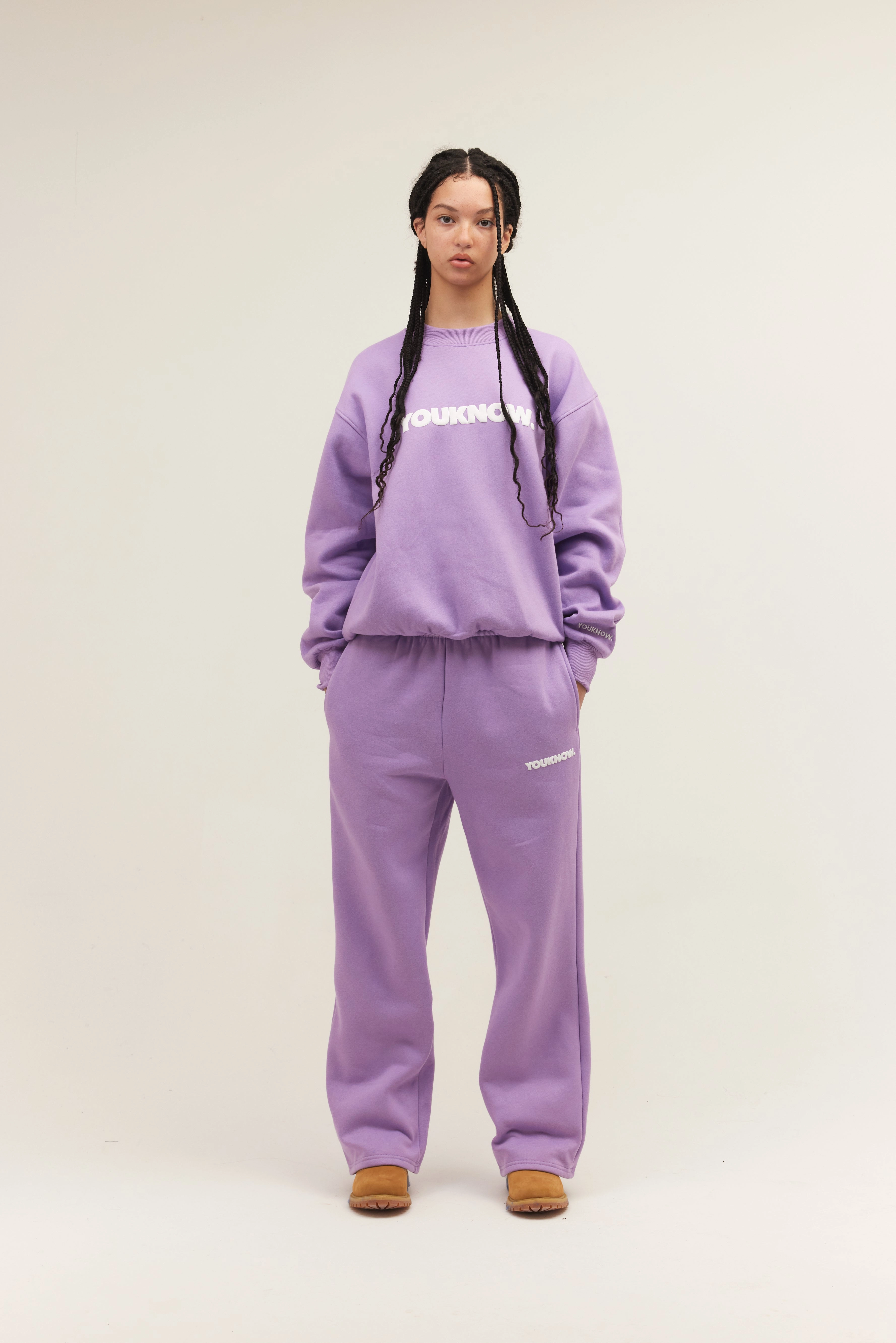 BLOCK WIDE-LEG SWEATPANTS | Lilac No Iron