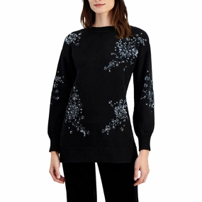 Womens Sequined Knit Tunic Sweater Cold Weather Gear