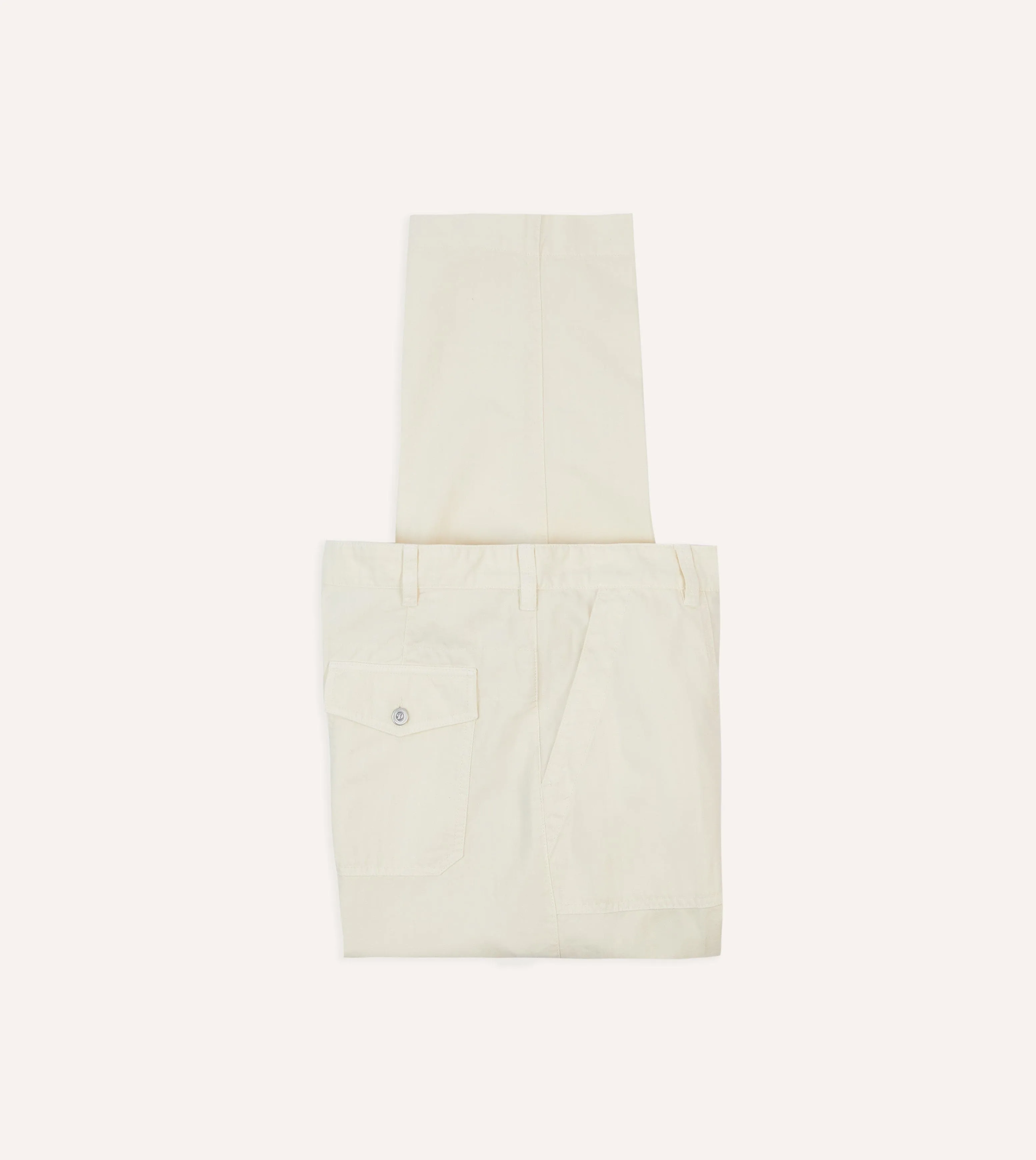 Travel-Ready Smart Comfort Ecru Cotton-Linen Herringbone Fatigue Trouser