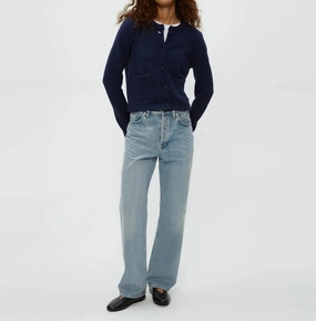Comfy Layers Fade Resistant Textiles Opaline Cardigan In Navy