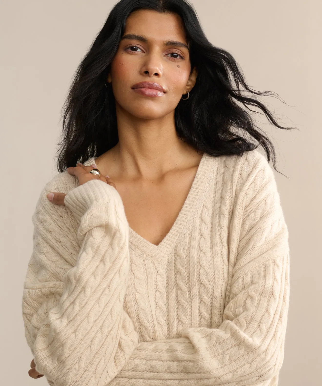 Nell V-Neck Sweater Eco Friendly Yarn Relax Daily