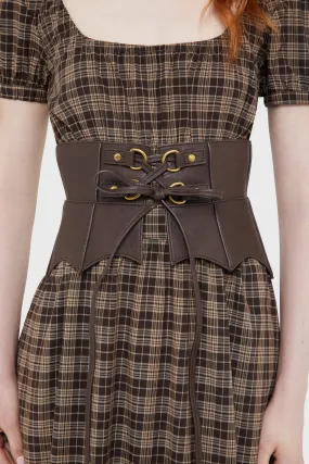 Wetland Bat Peplum Corset [BROWN] FlexibleElasticatedEdging