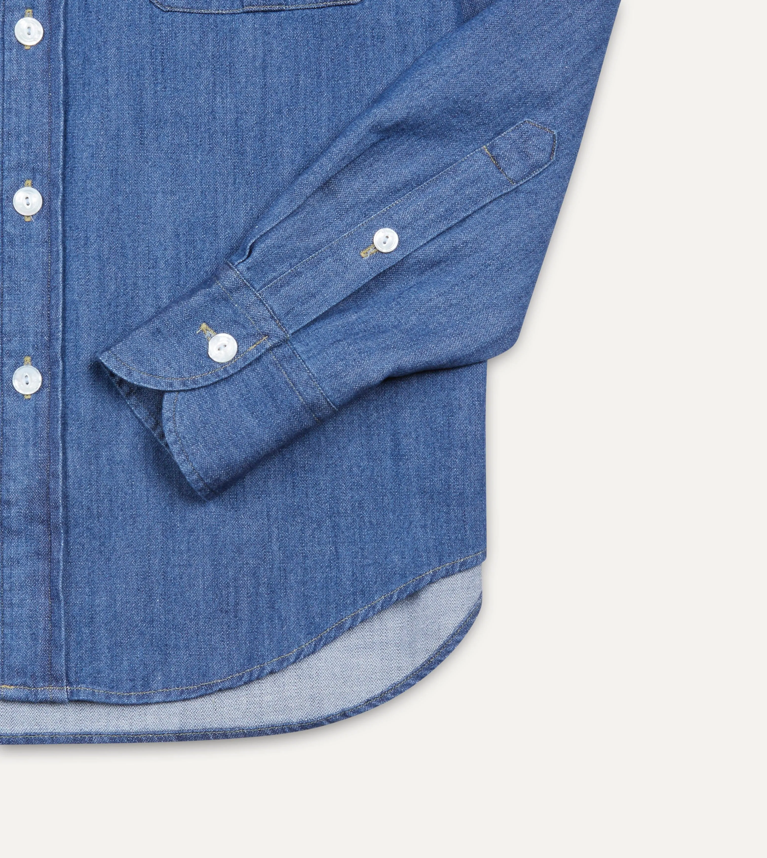 birthday celebration Mid-Blue Washed Denim Cotton Two-Pocket Work Shirt
