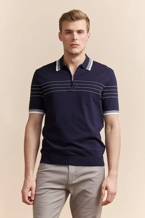 Contrasting details knitted polo Easy Comfort