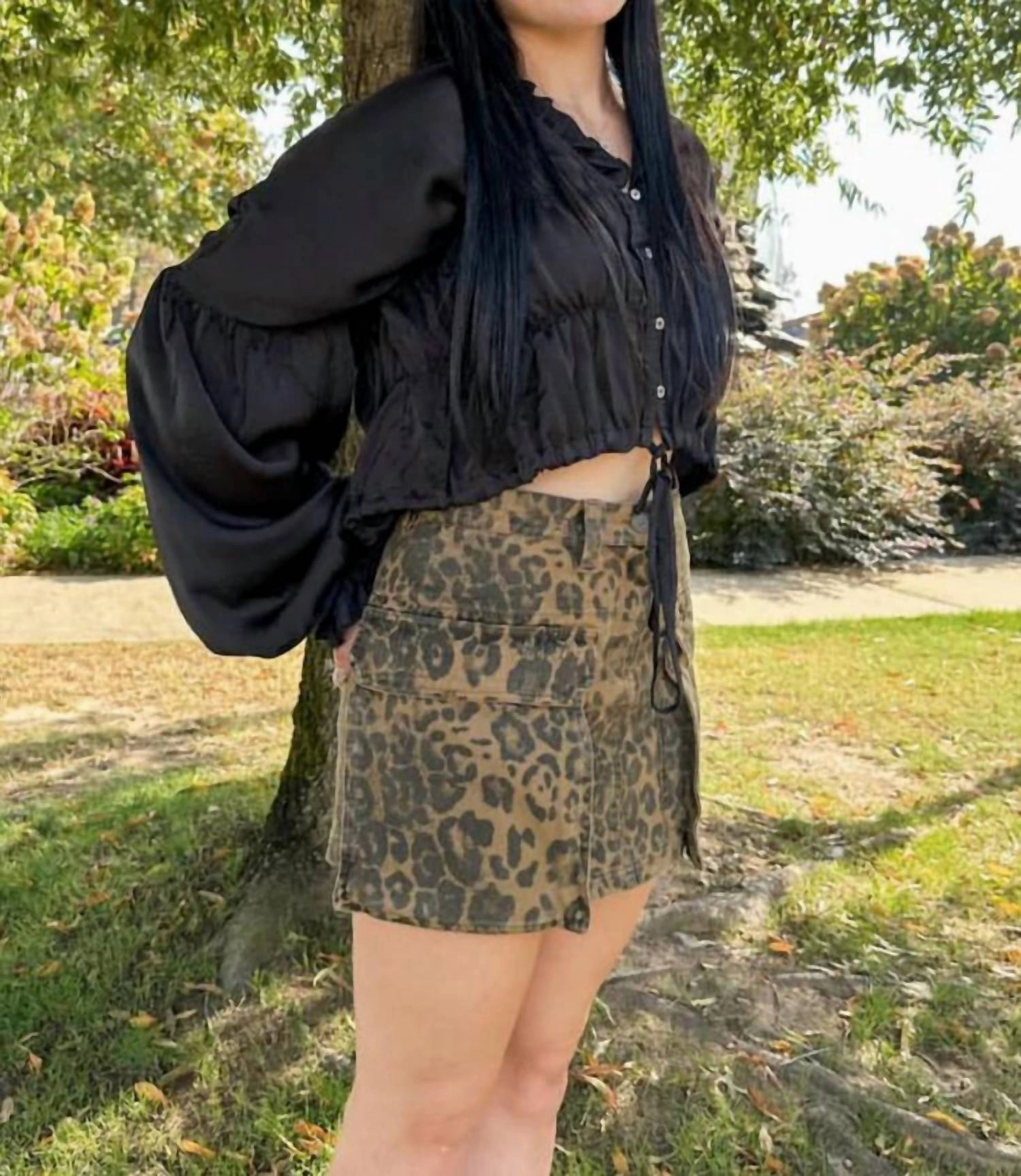 Shantelle Leopard Cargo Skirt In Brown Black Multi muted tone