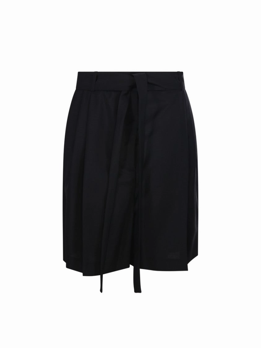 Tailored Shorts With Belt School Uniform Layered Hem Detail