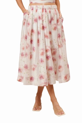 Cora Tiered Skirt In White/pink Smart Casual