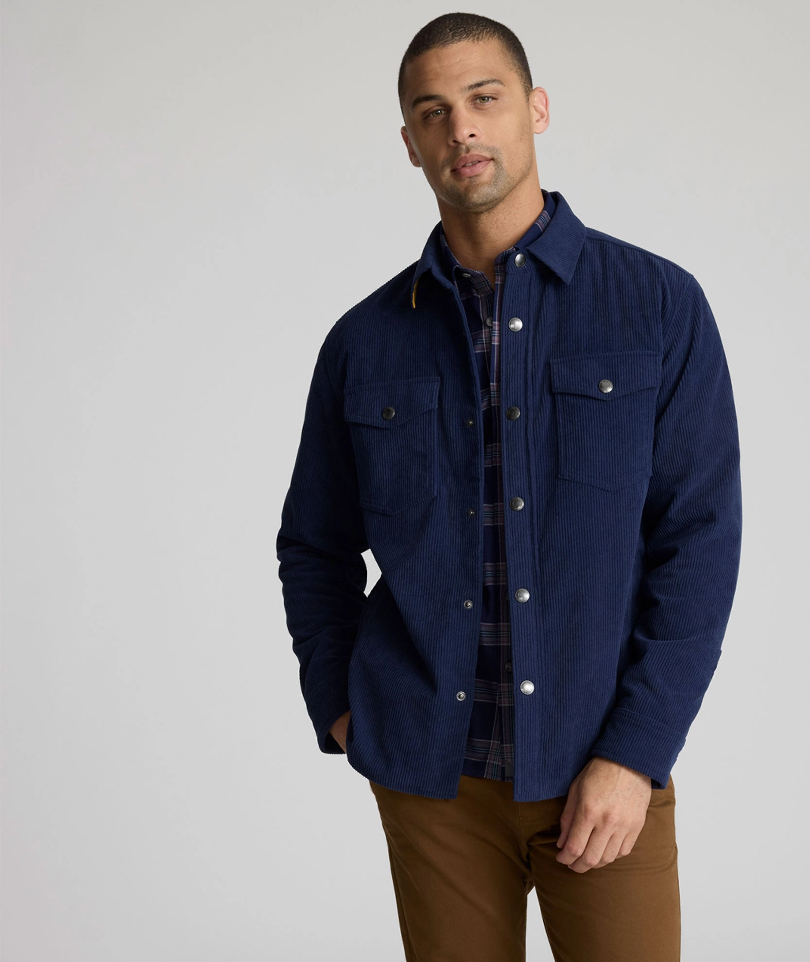 Cord Shirt Jacket Weekday Street Look snap closure