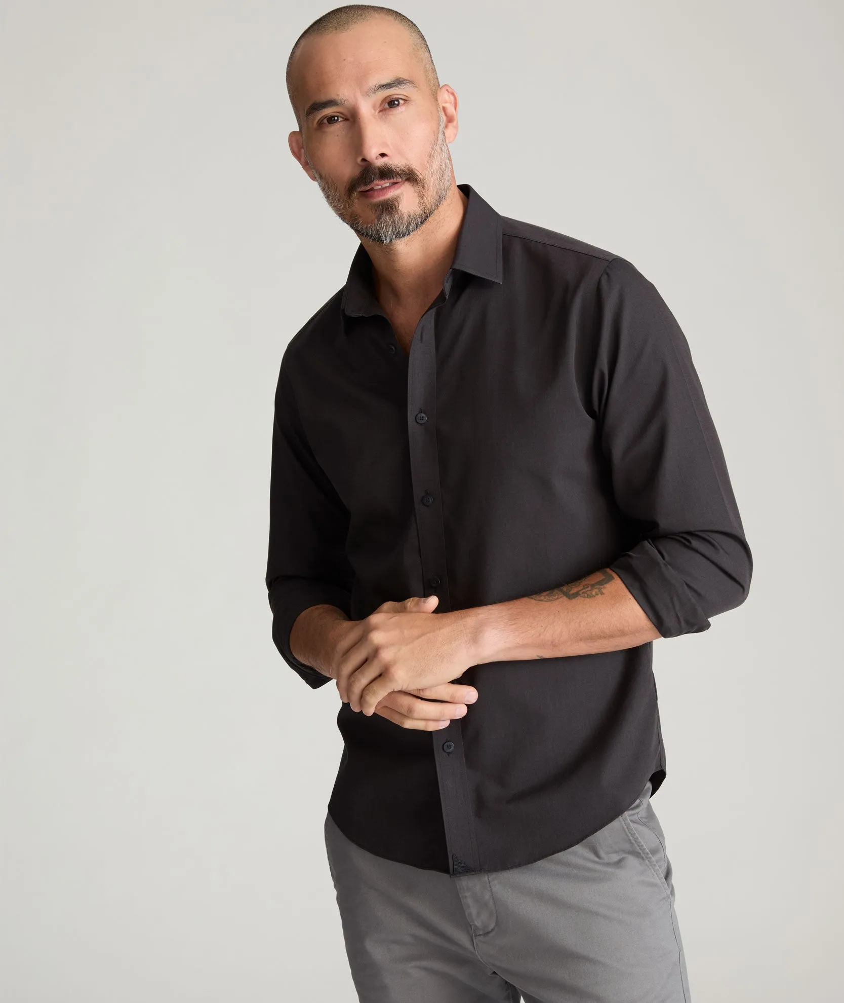 Wrinkle-Free Black Stone Shirt All-Ages Fit