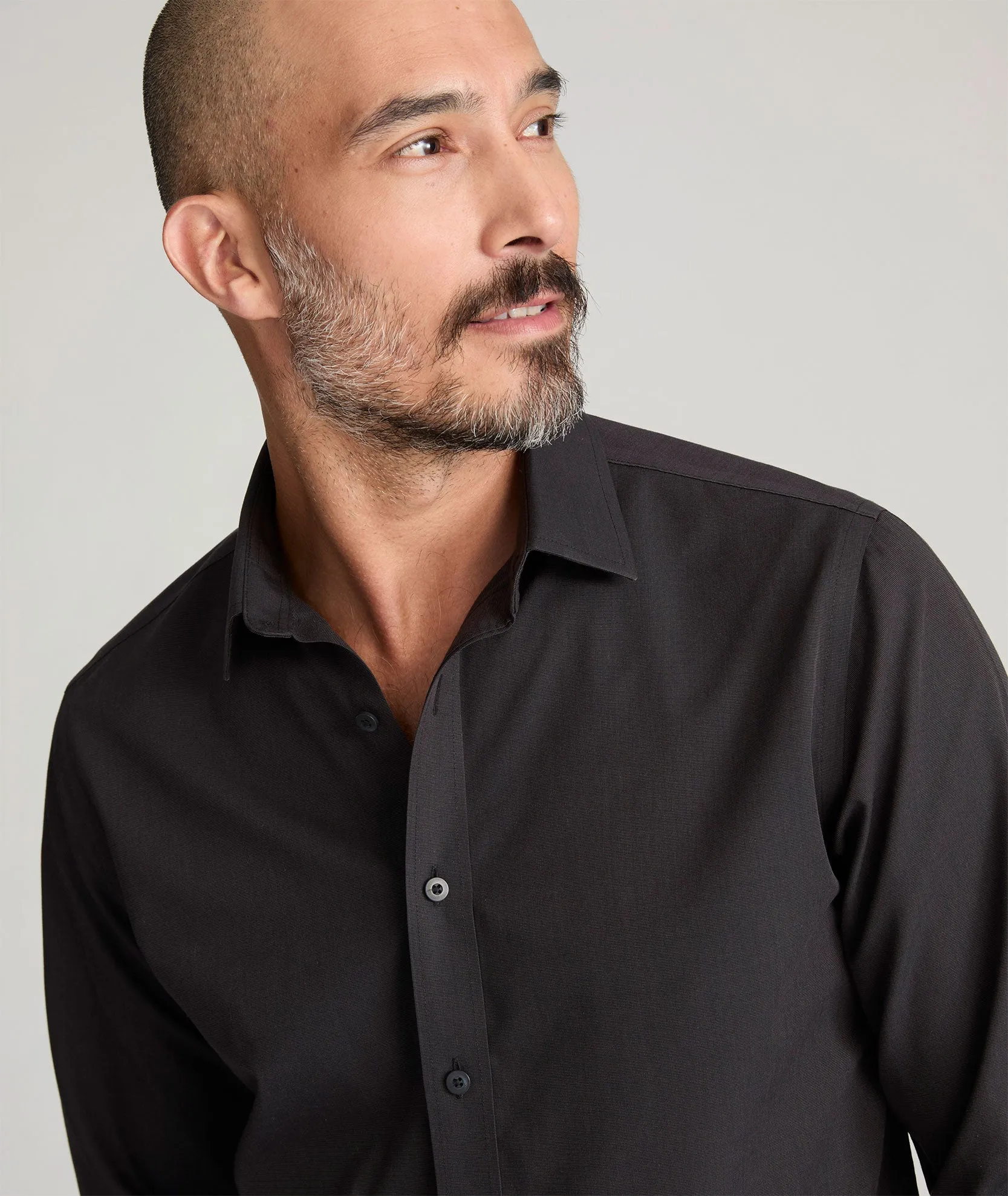 Wrinkle-Free Black Stone Shirt Multi Layer Stitching