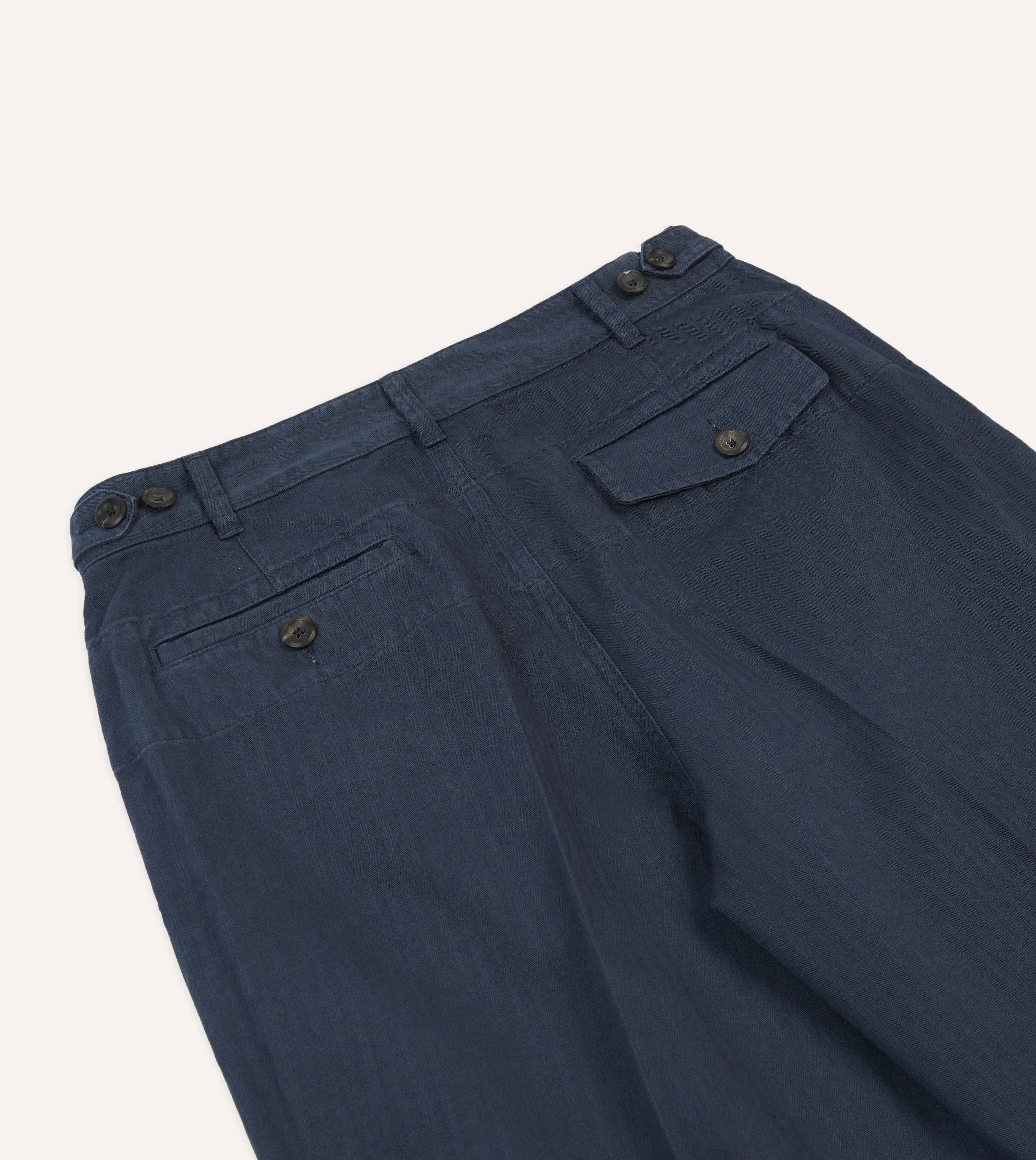 Navy Herringbone Cotton Games Trousers Non Restrictive Fit