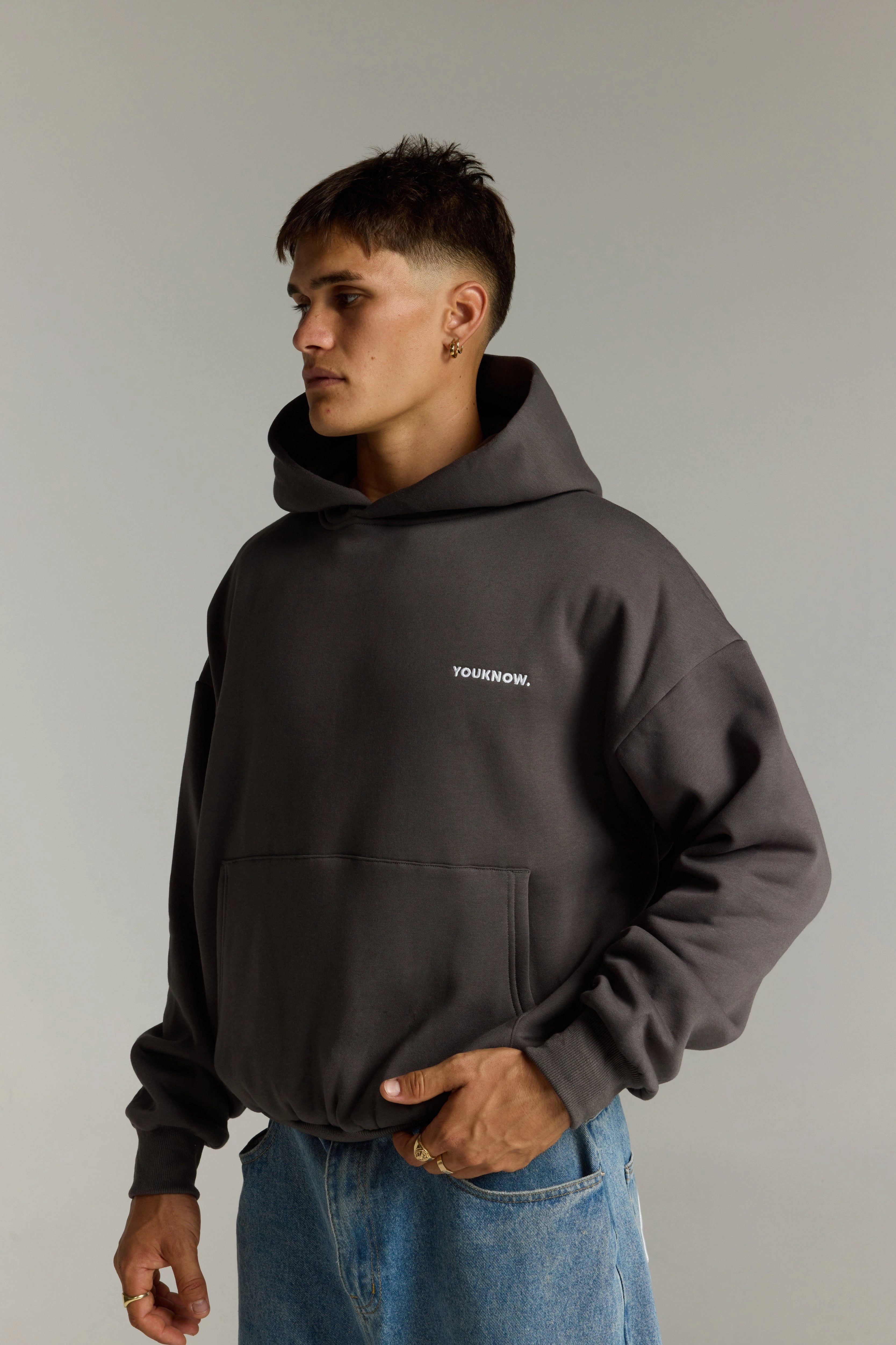 Neutral Color Core Box Hoodie | Charcoal