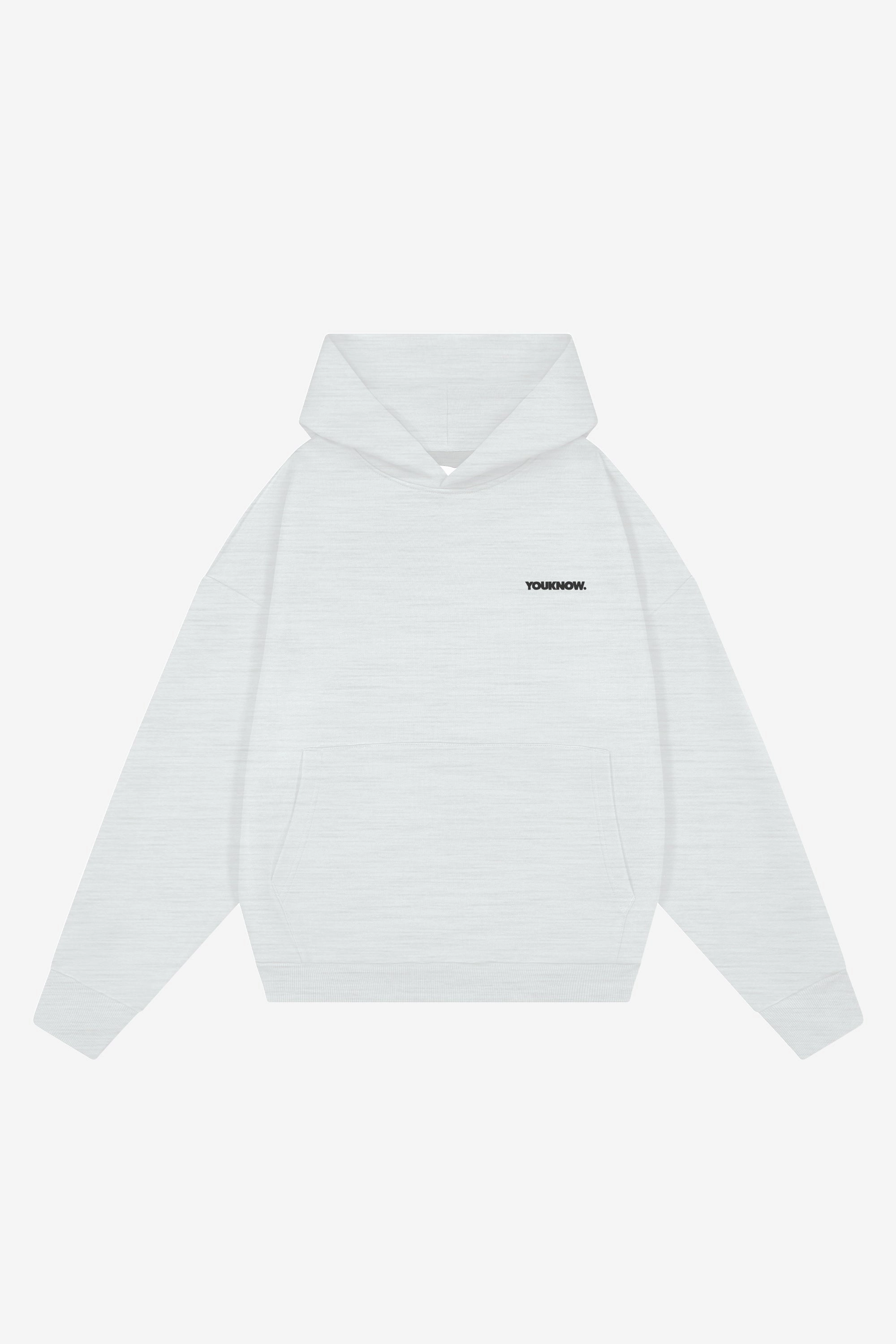 Core Box Hoodie | White Marle Glittery accents