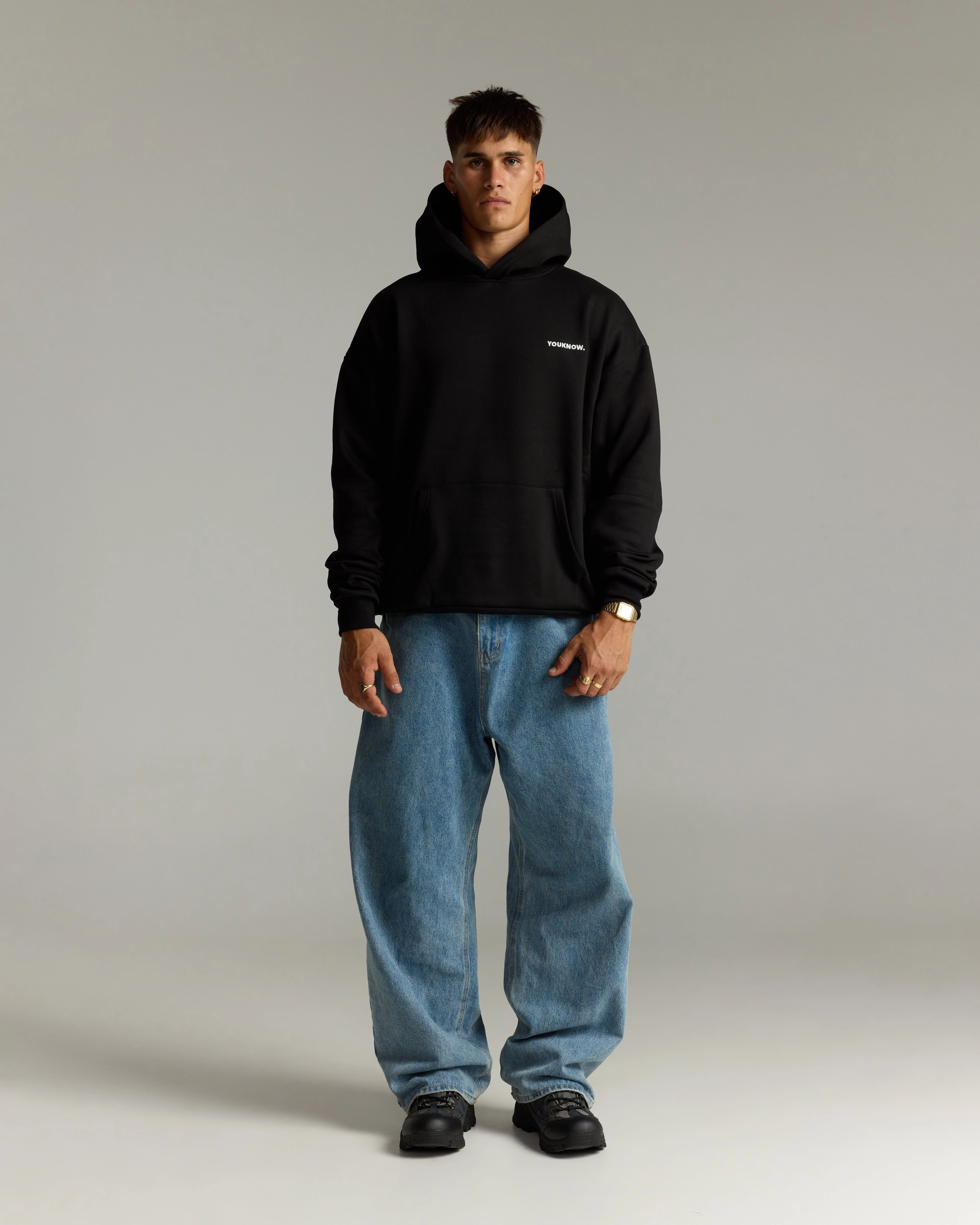 Full Zip Closure Game day wear Core Standard Hoodie | Black