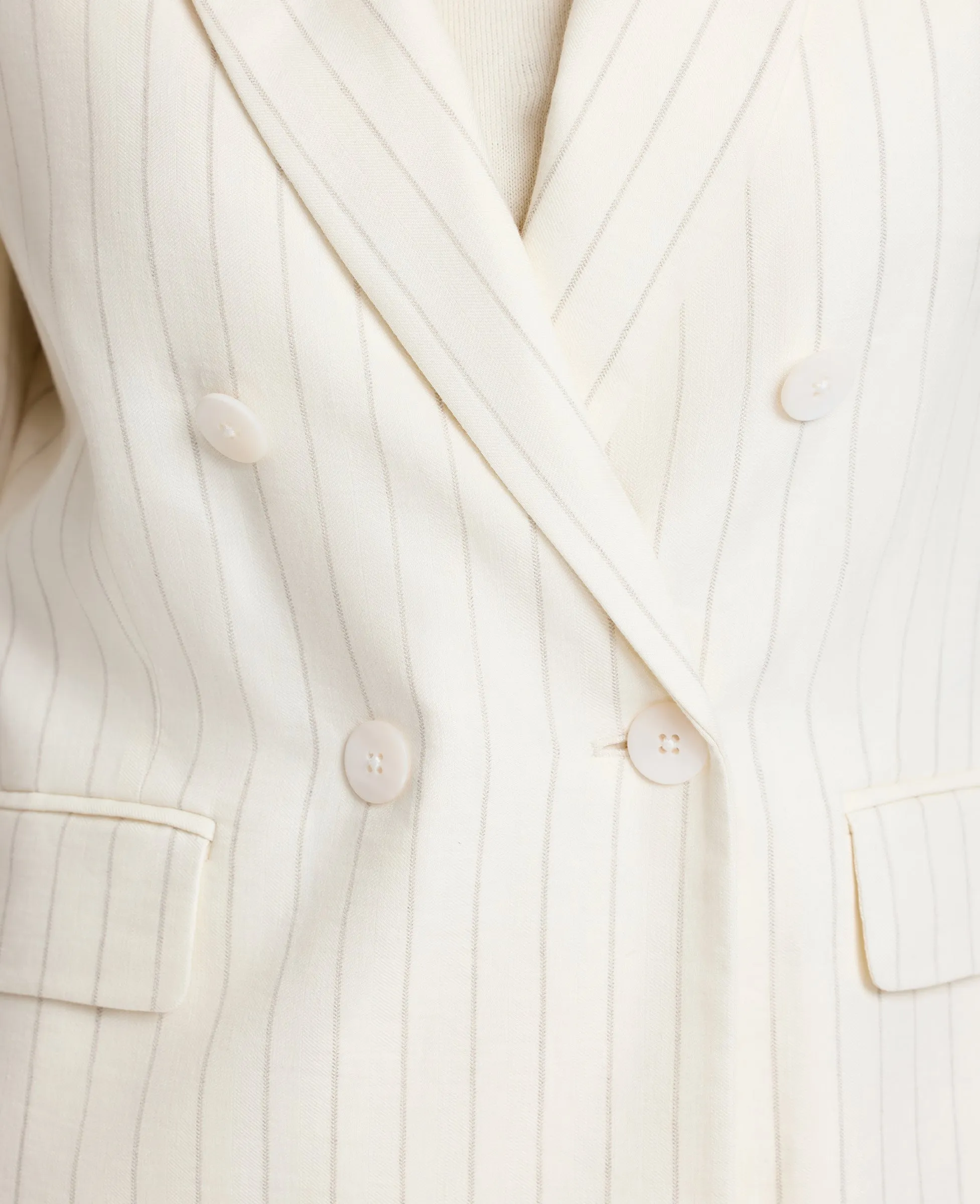 Corine Stripe Cotton Linen Jacket AntiStaticFinish