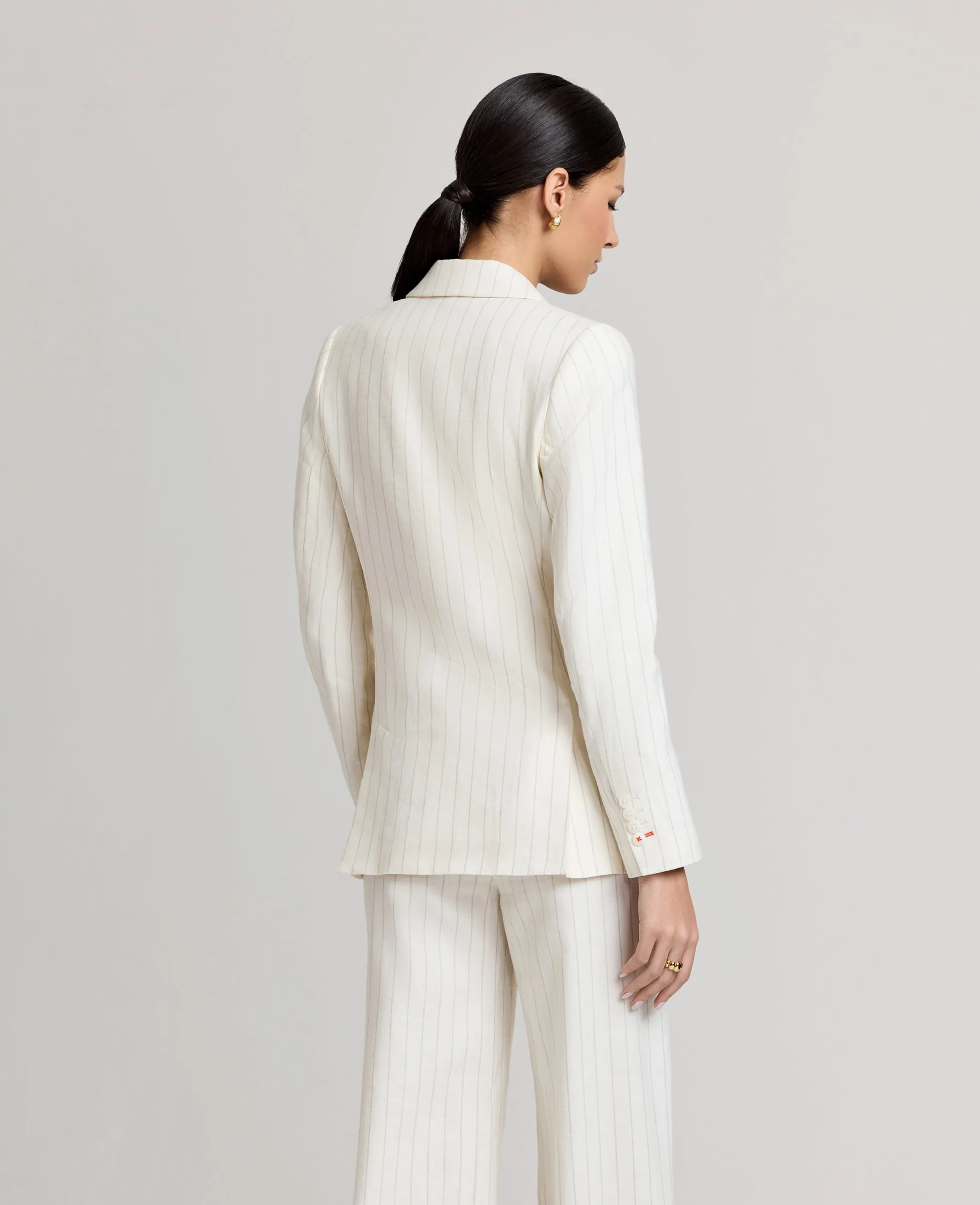 Functional Layer Piece Corine Stripe Cotton Linen Jacket