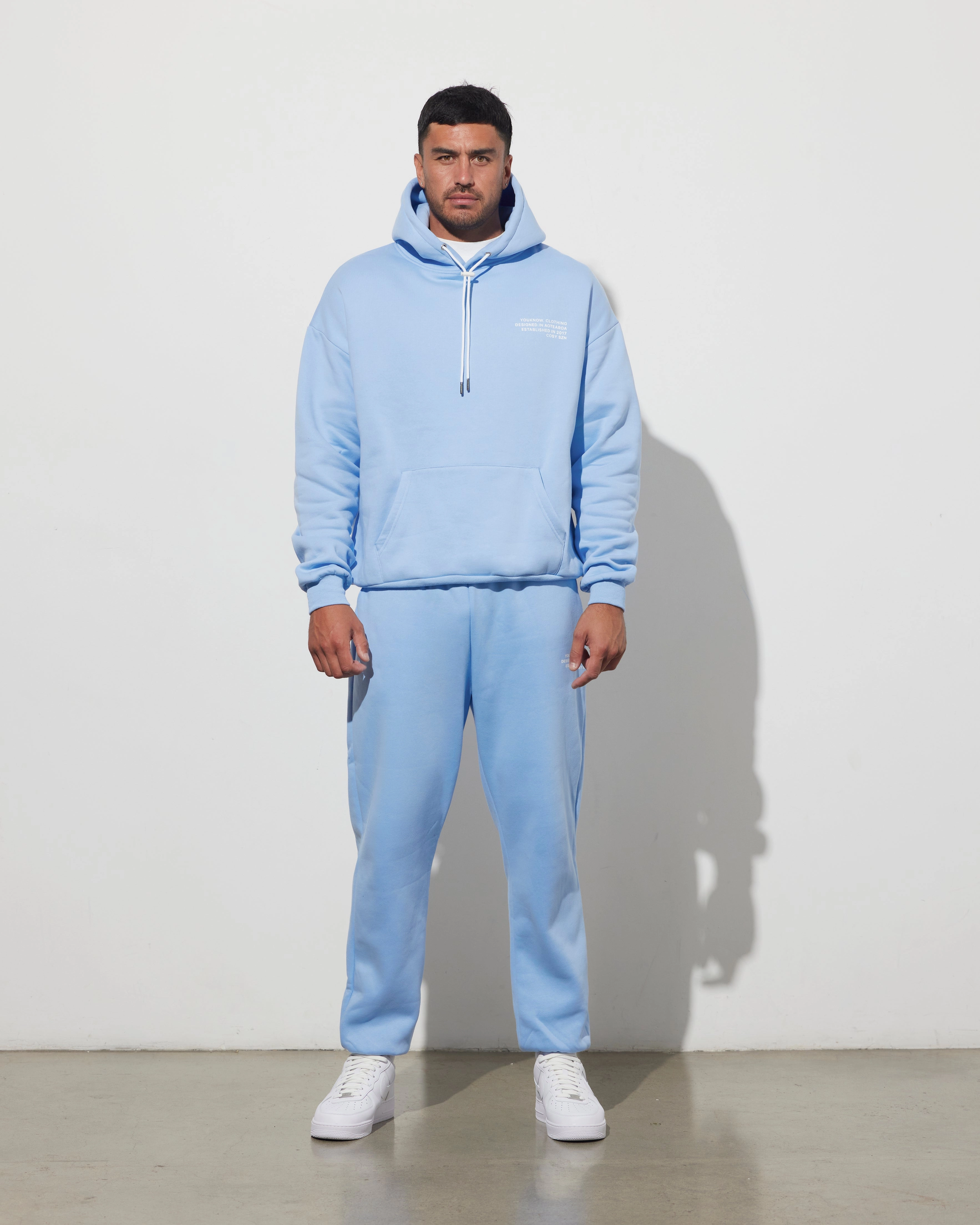 Colorblock Panel Design Georgette details Cosyszn Hoodie | Baby Blue
