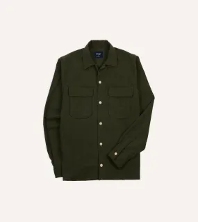 formal dinner Dark Green Wool Two-Pocket Camp Collar Work Shirt