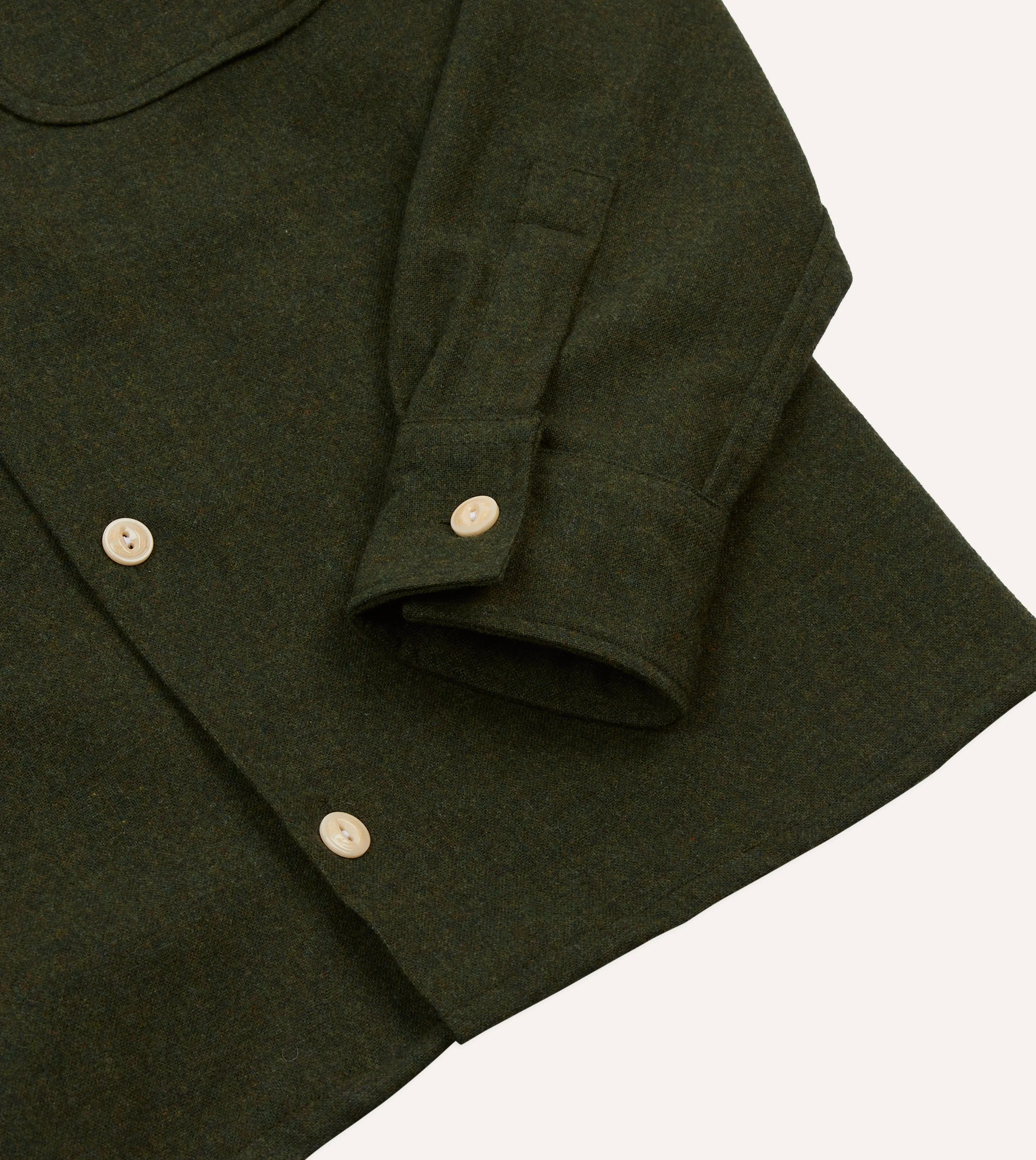 Dark Green Wool Two-Pocket Camp Collar Work Shirt Odor Control Technology Ventilated Back Panel