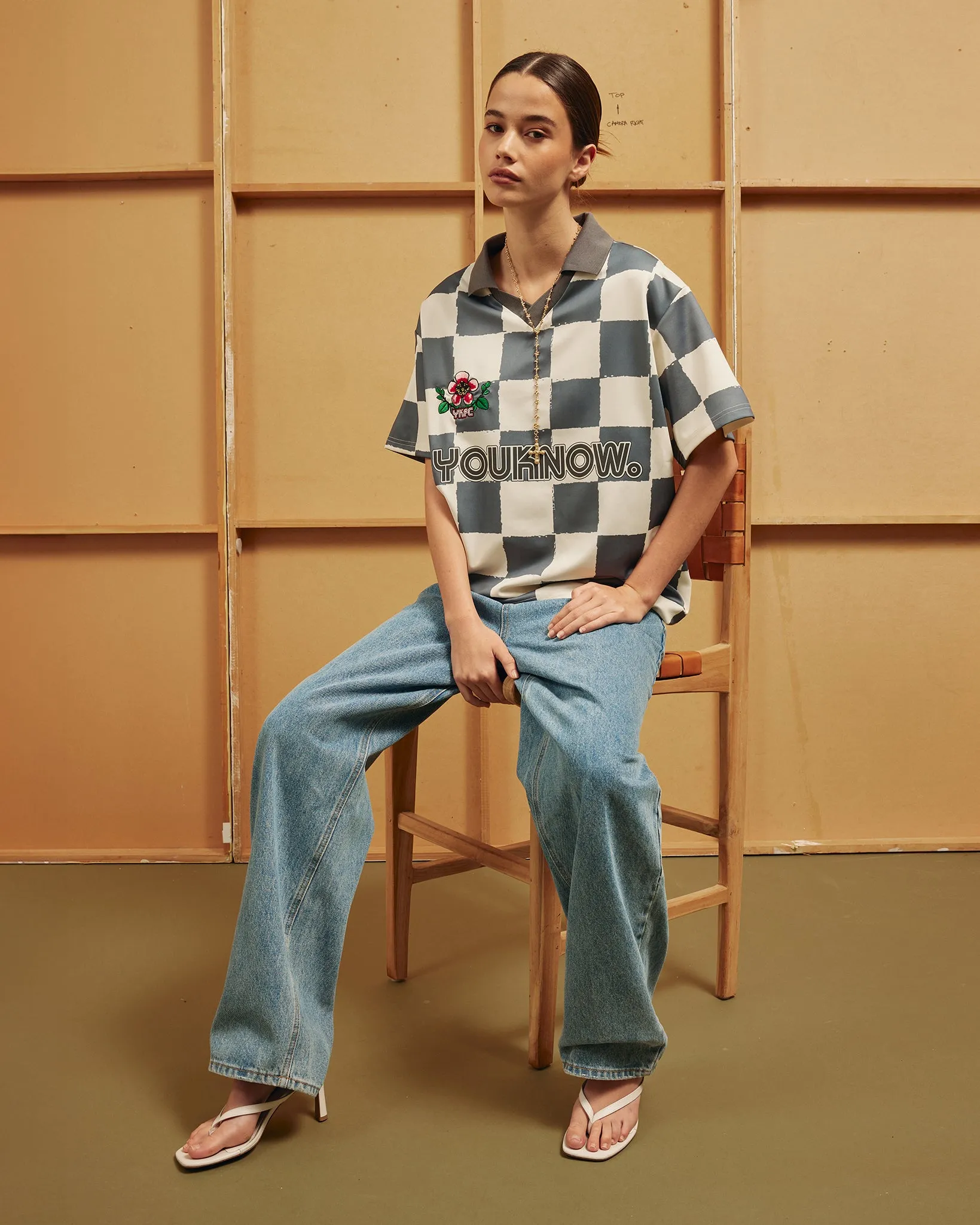 SoftenedTexturedWeave Casual Layers Short Sleeve Football Jersey | Square Print