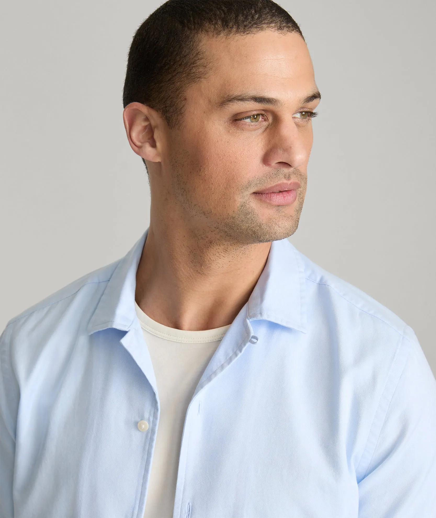 Seamless construction Cotton-Blend Short-Sleeve Hughes Shirt