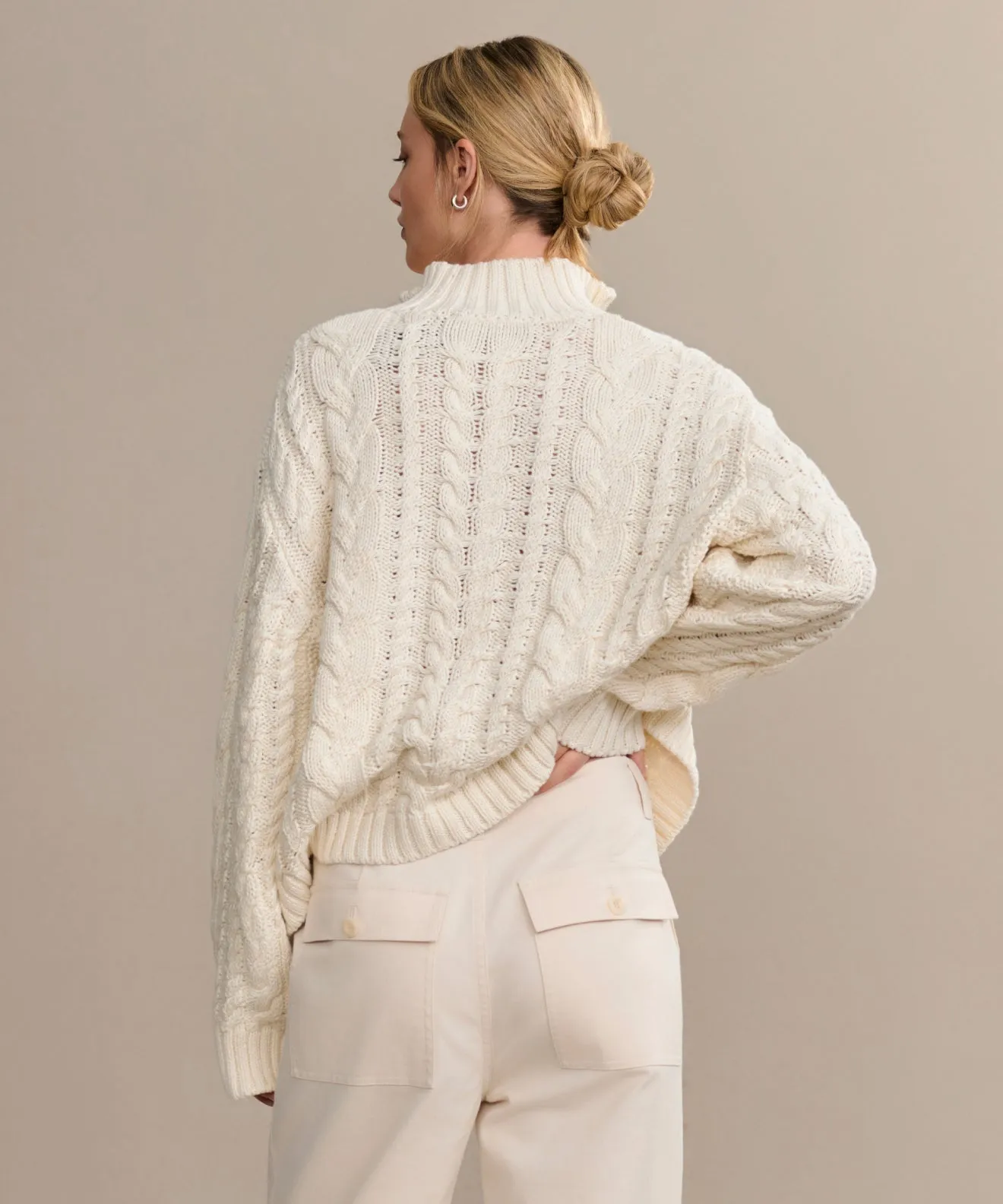 EcoCertified Wool Blend HighDensity Knit Cotton Cable Half Zip