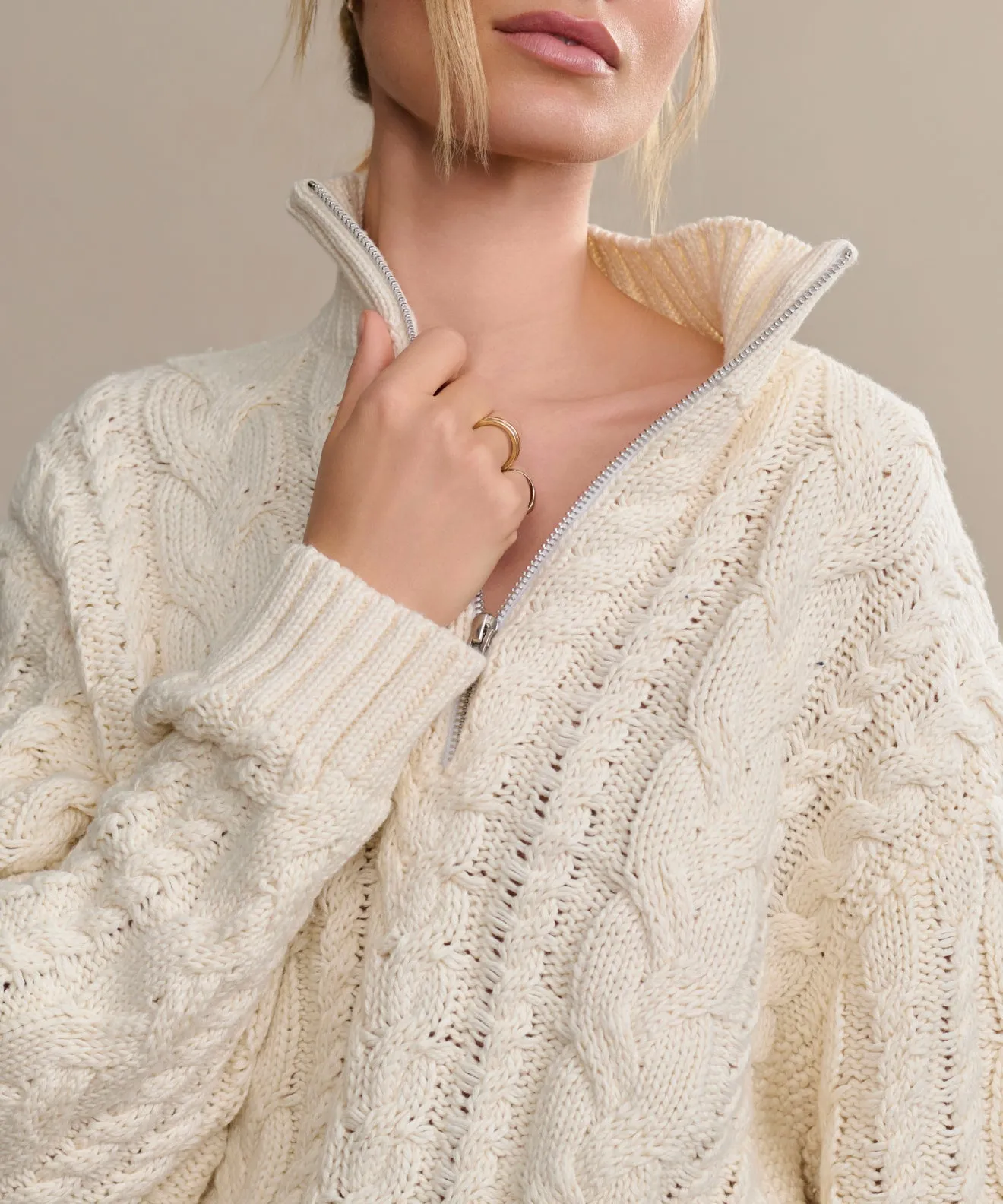 Cotton Cable Half Zip Subtle Fit