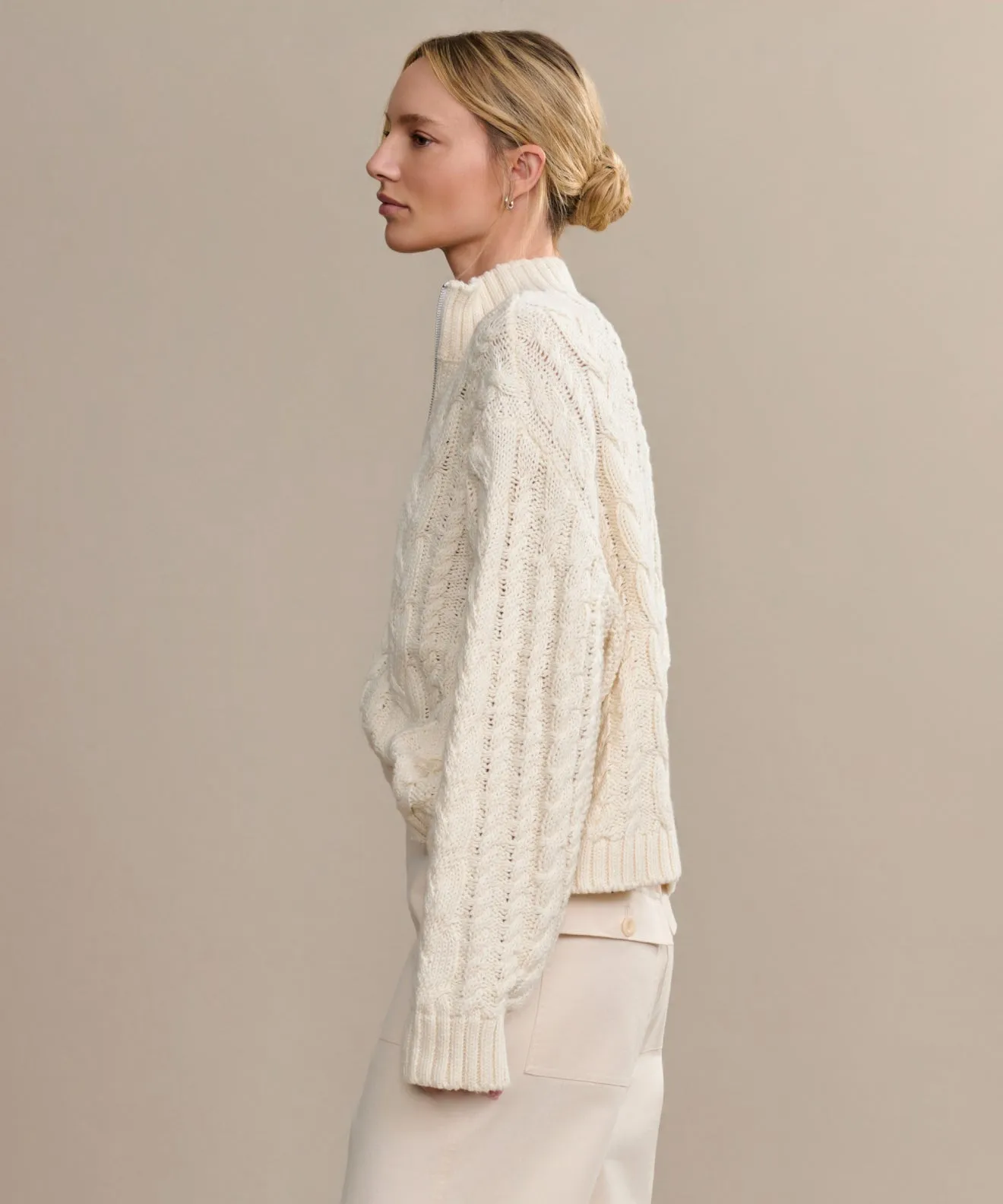 Cotton Cable Half Zip Reinforced Seams