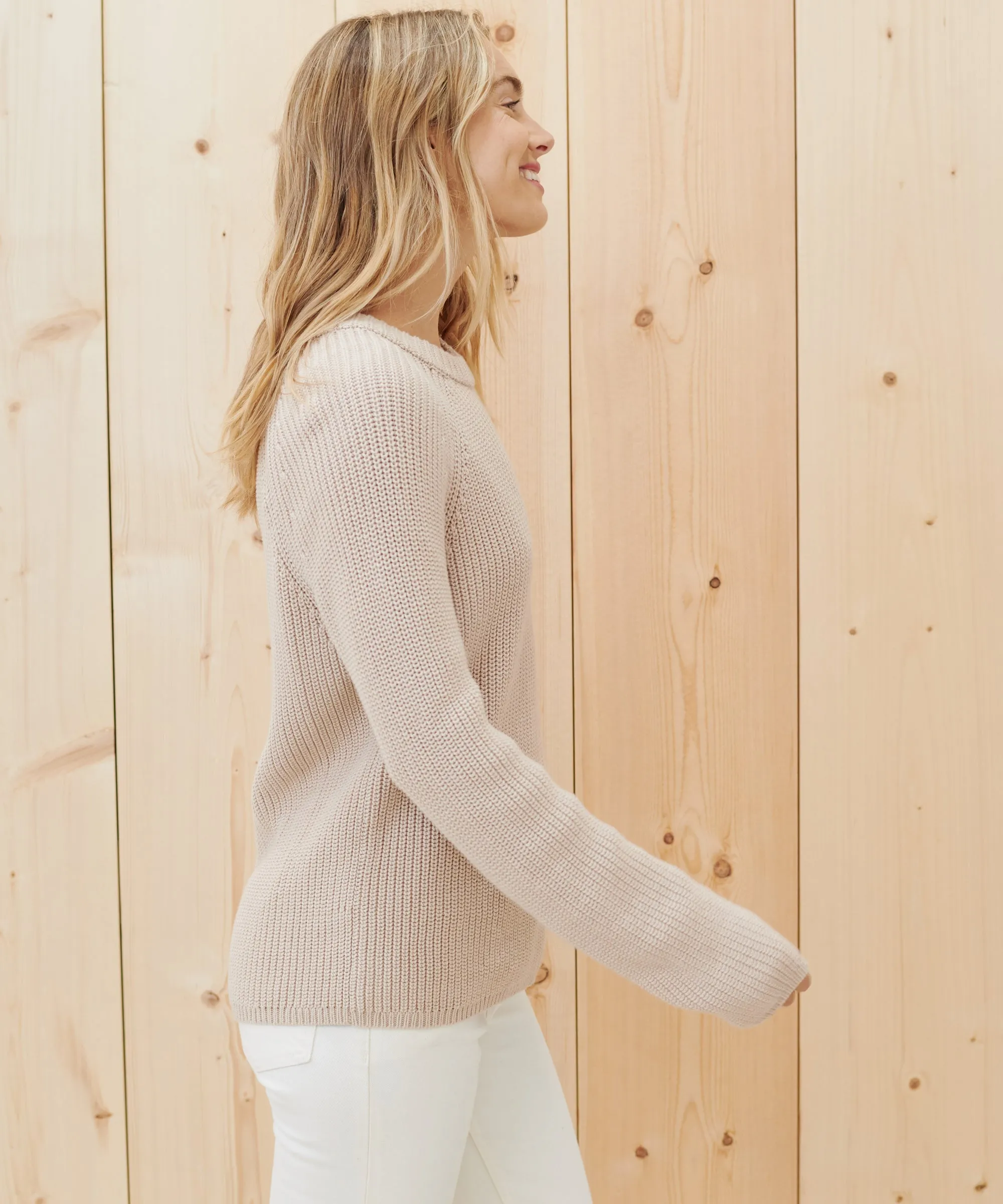 Cotton Fisherman Sweater Turtleneck Variation