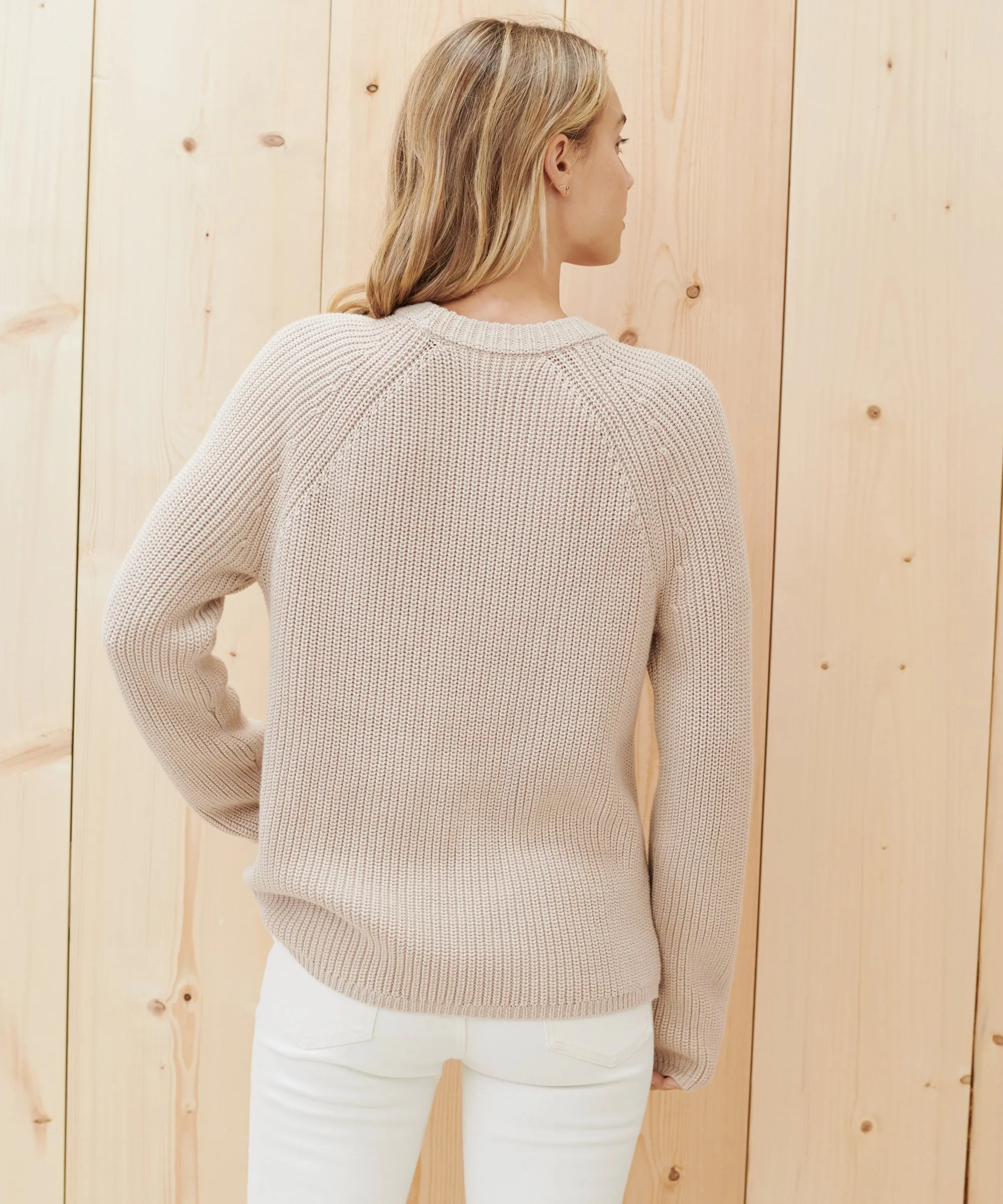 ribbed texture Cotton Fisherman Sweater
