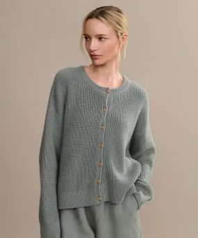 Cotton Hayes Crewneck Cardigan Sleek Texture No Season