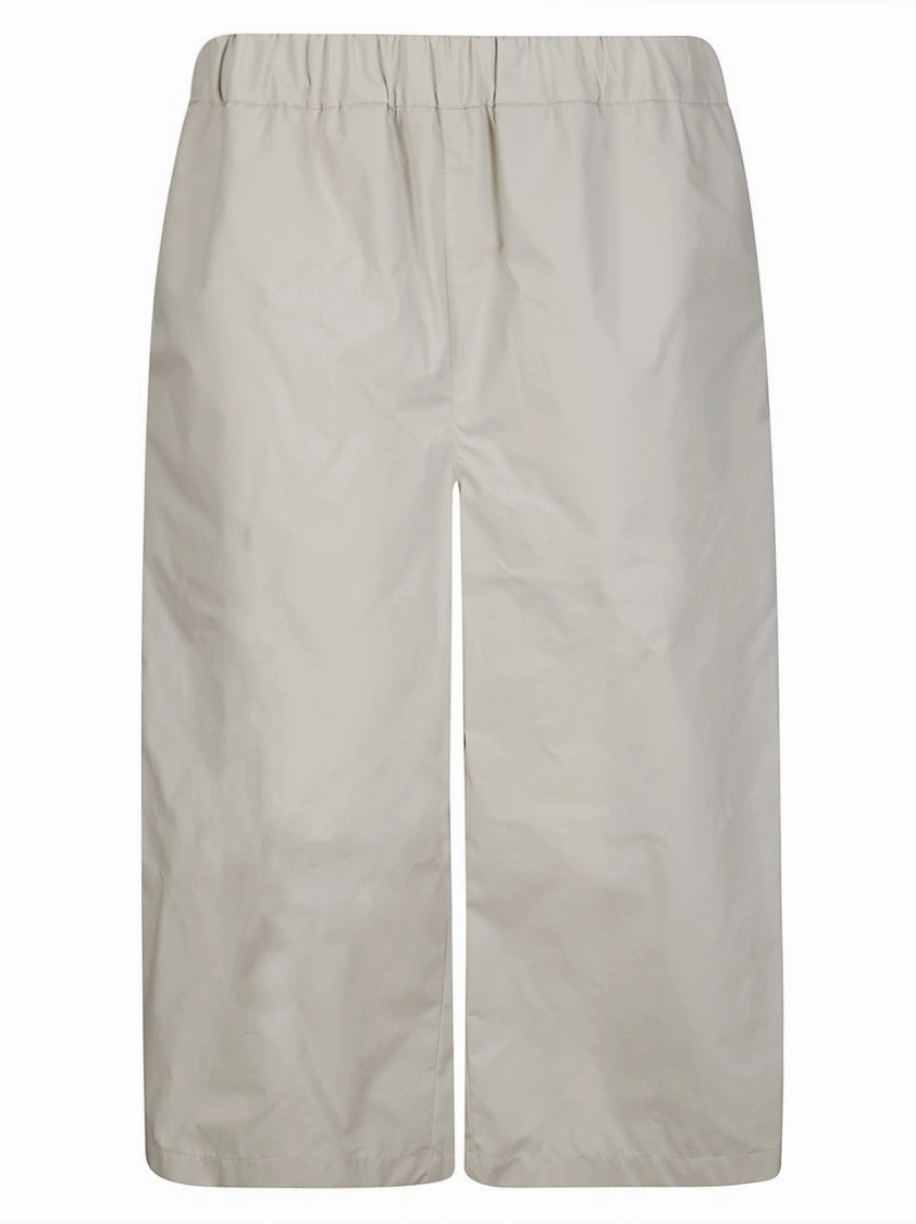 High Rise Waist Stain Resistant Treatment Cotton Bermuda Shorts With Elastic Waist