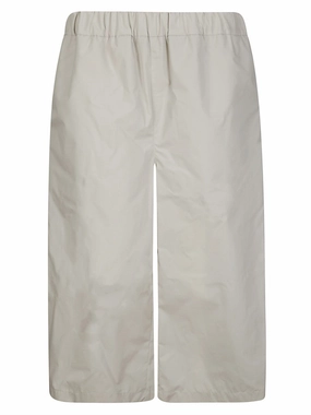 High Rise Waist Stain Resistant Treatment Cotton Bermuda Shorts With Elastic Waist