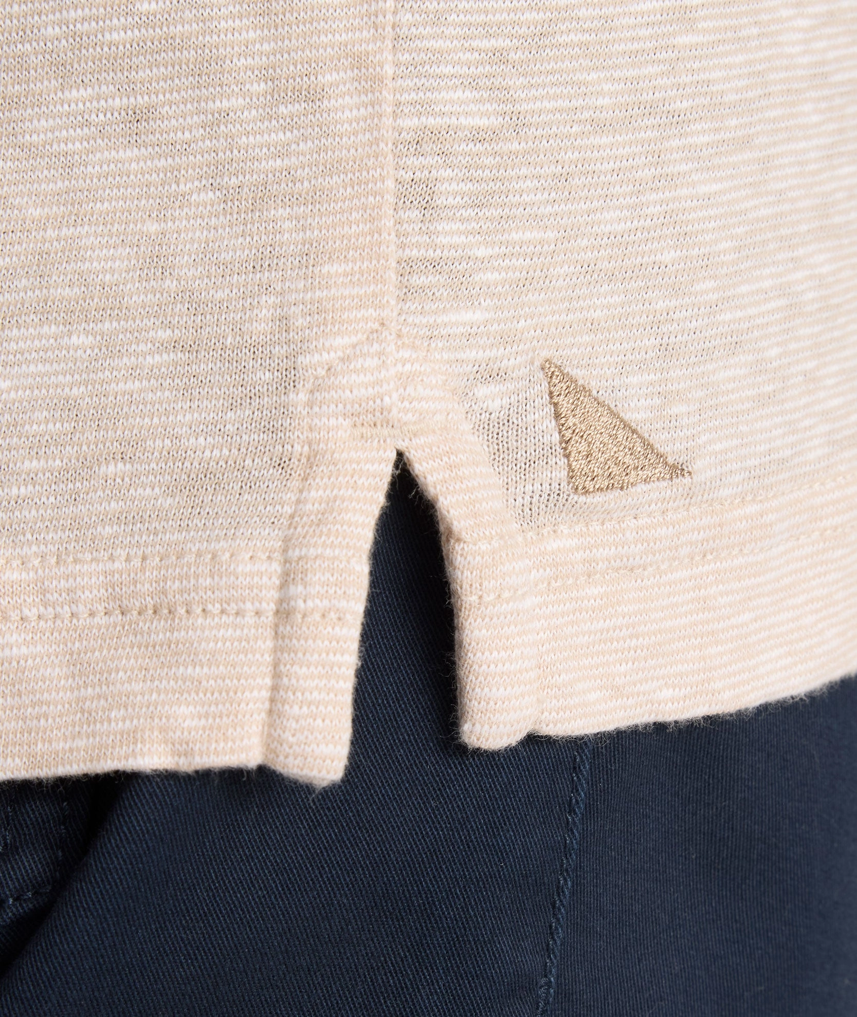 Weekend Brunch Trendy Layers Cotton-Linen Johnny Collar Polo