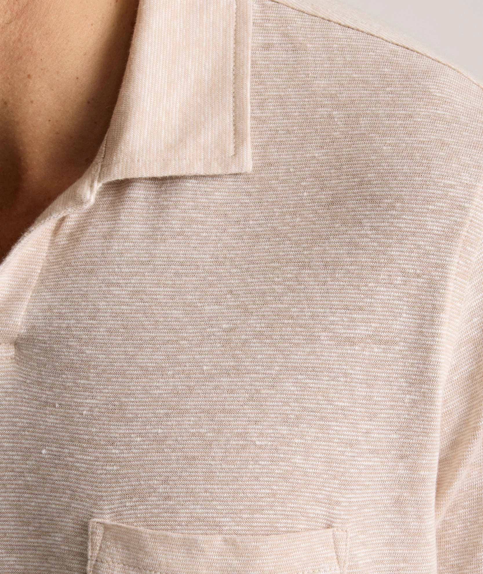 Cotton-Linen Johnny Collar Polo Soft Fabric Breathable knit