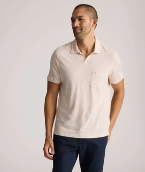 ZeroIrritation Seams Cotton-Linen Johnny Collar Polo