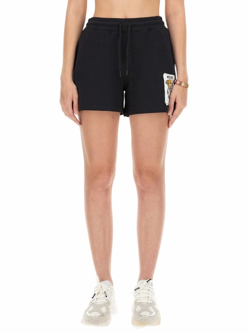 Cotton Sweatshirt Shorts With Playful Graphic Flexible Hemline NonSlipGrip