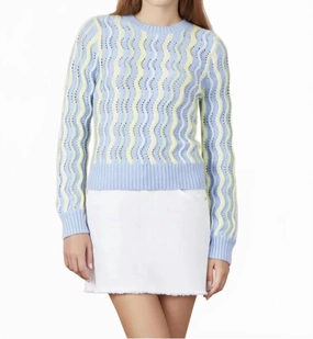 Knit Style Cotton Wave Sweater In Sky Multi